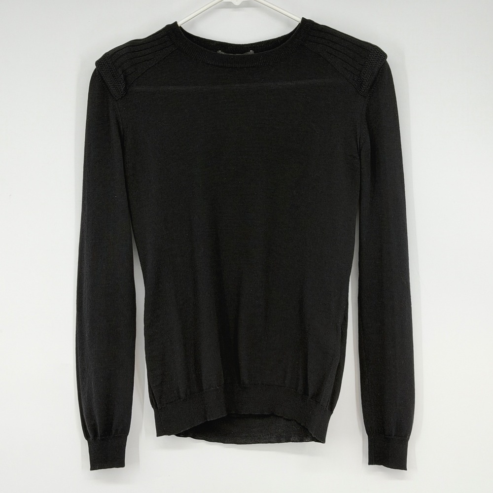 Porsche Design Black Military Sweater Ribbed‎ Shoulder Made in Italy Small